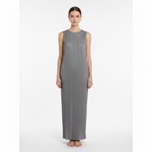Issey Miyake Pleats Please Silver Pleated Tank Dress - Medium, New With Tags!
